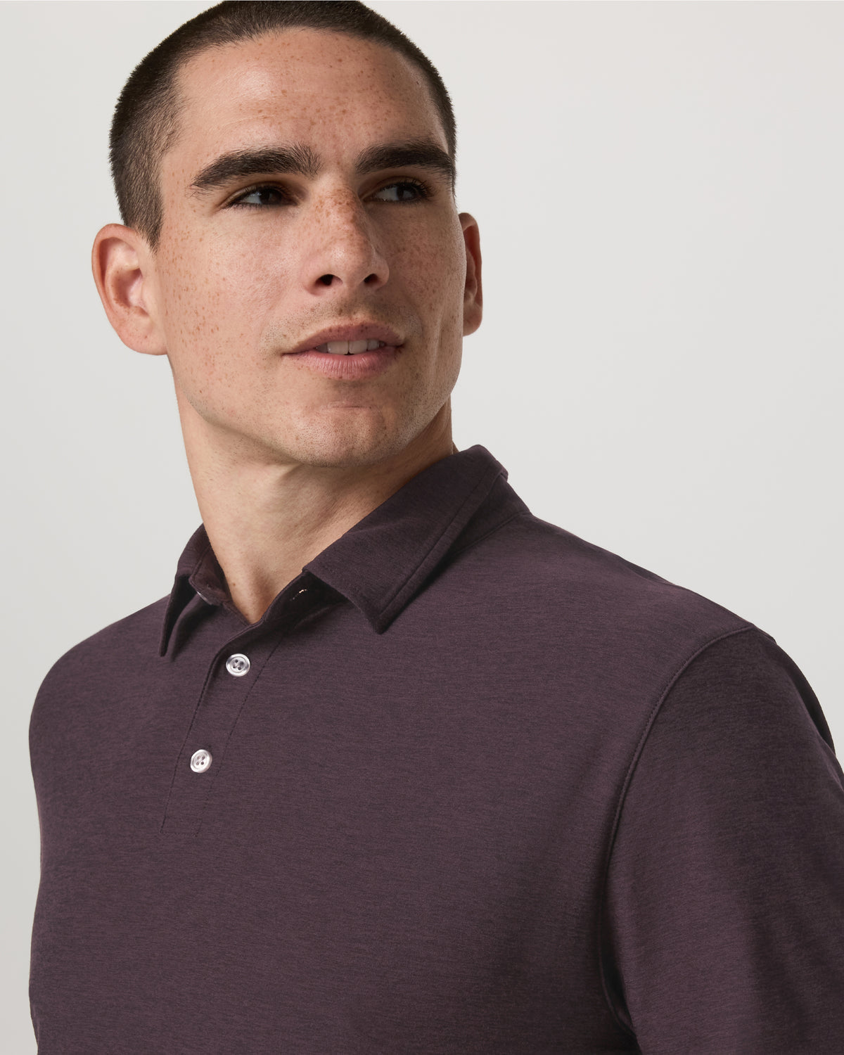 Strato Tech Polo Men's Raisin Heather Performance Shirt - Vuori