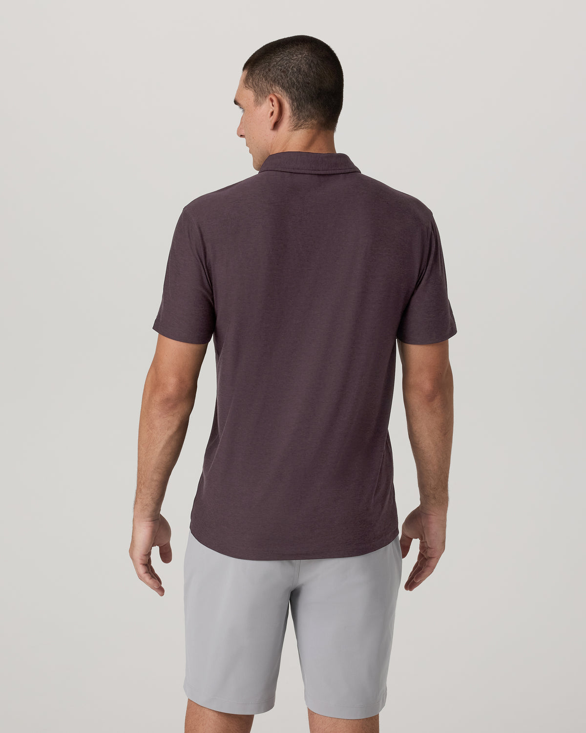 Strato Tech Polo Men's Raisin Heather Performance Shirt - Vuori