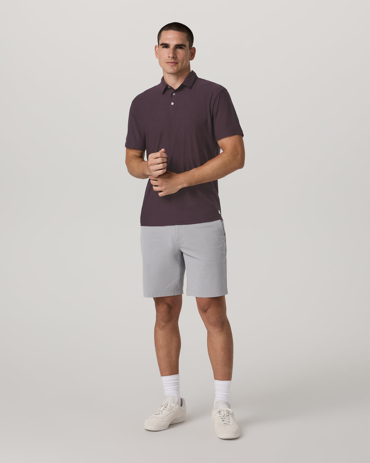 Strato Tech Polo Men's Raisin Heather Performance Shirt - Vuori