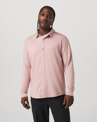 Long Sleeve Knit Oxford Button Down - Classic Fit Mauve - Vuori