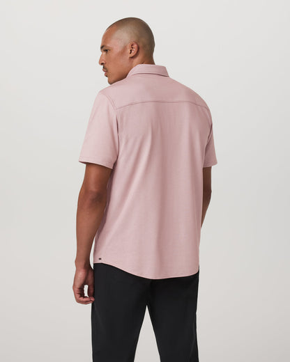 Short Sleeve Knit Oxford Button Down - Classic Fit Mauve - Vuori