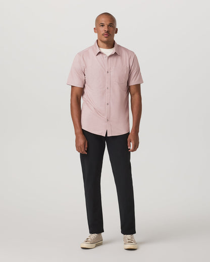 Short Sleeve Knit Oxford Button Down - Classic Fit Mauve - Vuori