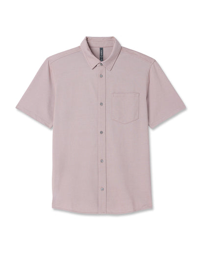 Short Sleeve Knit Oxford Button Down - Classic Fit Mauve - Vuori