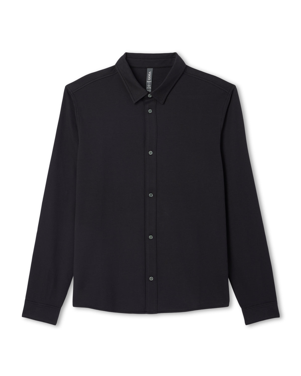 Long Sleeve Knit Oxford Button Down Men's Black Shirt - Vuori