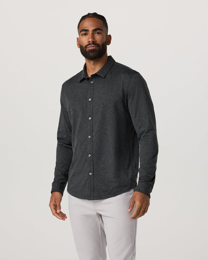 Men's Long Sleeve Ponto Button Down Charcoal Heather - Vuori