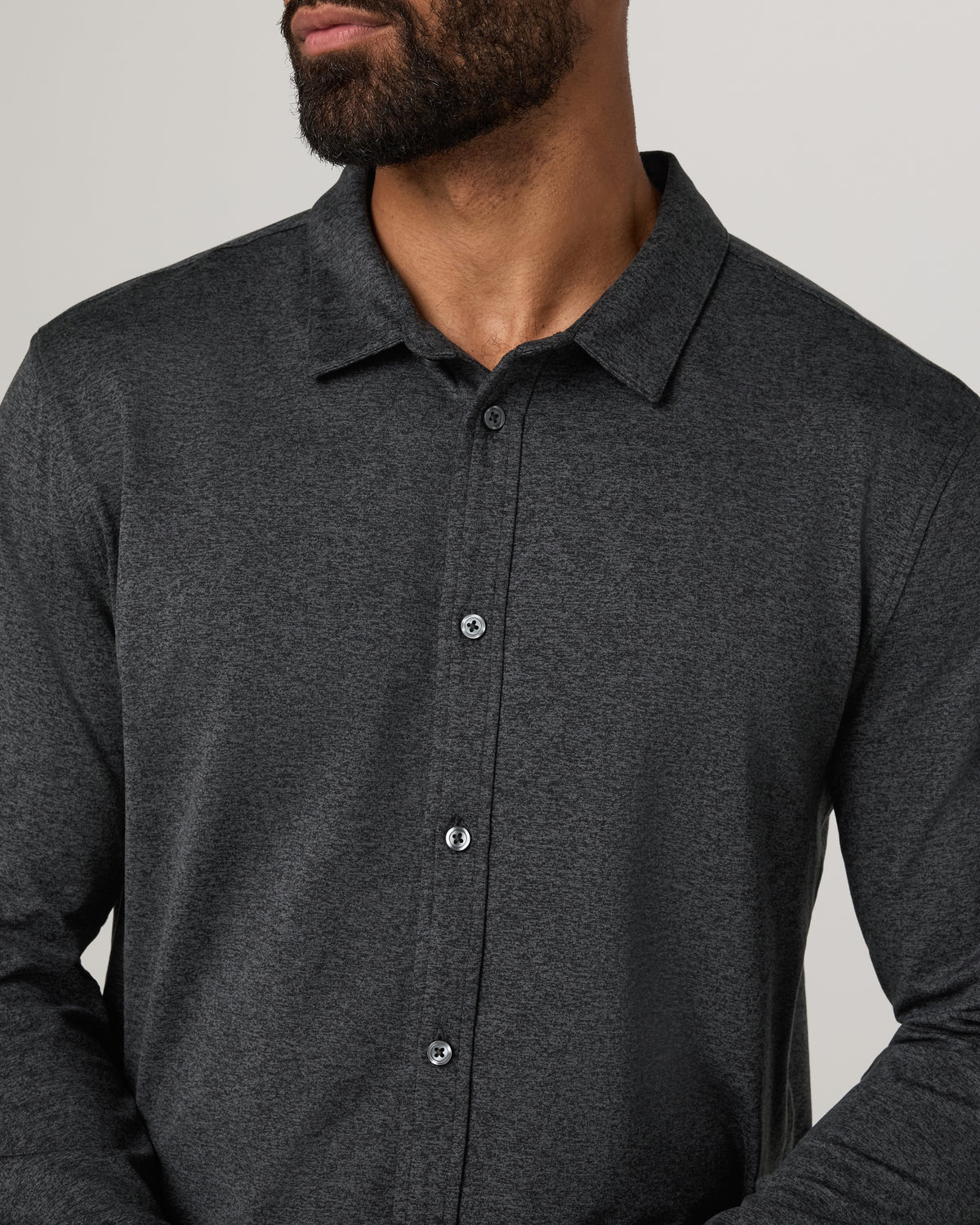 Men's Long Sleeve Ponto Button Down Charcoal Heather - Vuori