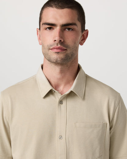 Short Sleeve Knit Oxford Button Down - Classic Fit Trench - Vuori