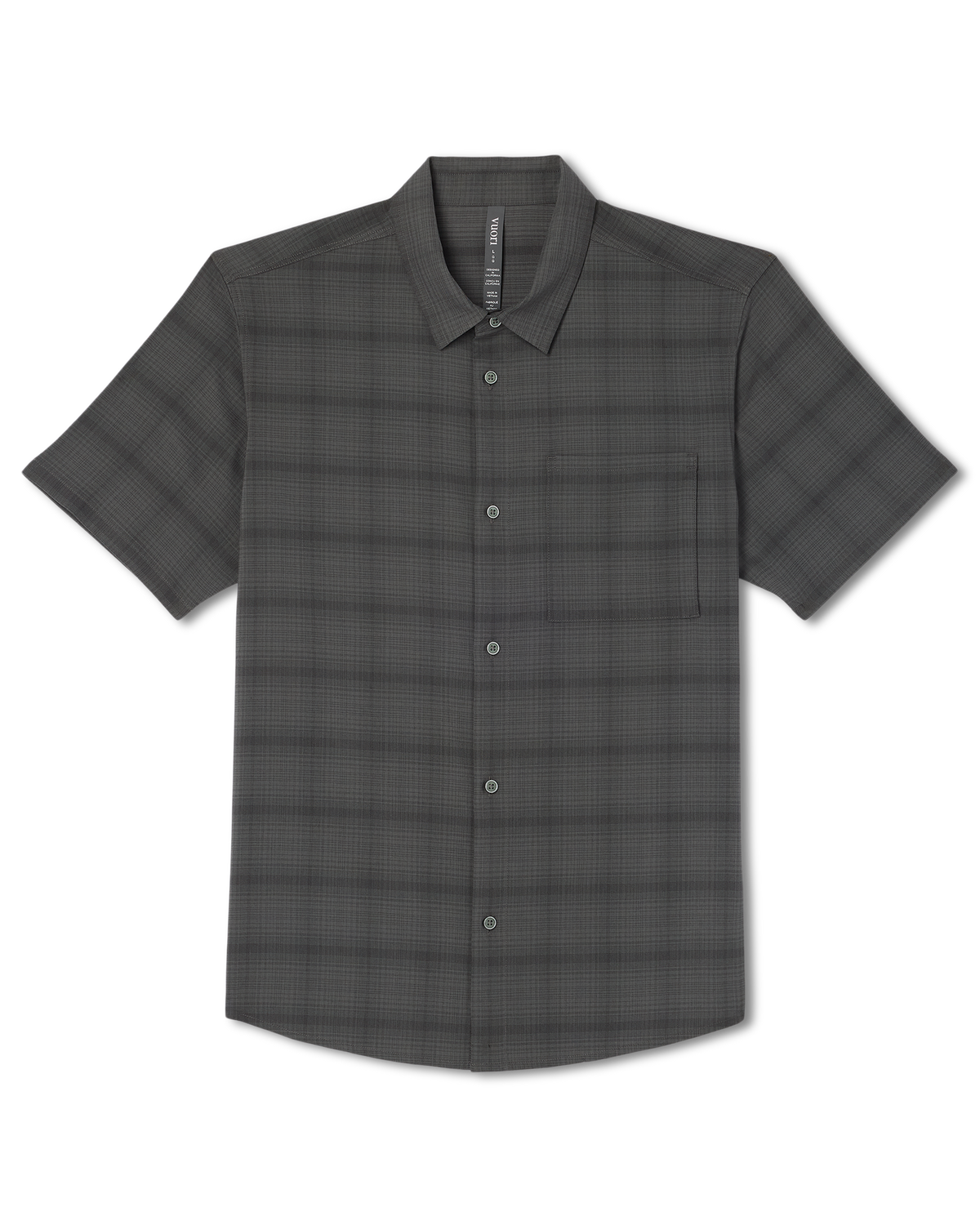 Men's Short Sleeve Plaid Button Down Shirt Dark Pewter - Vuori