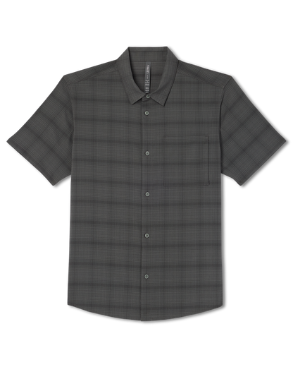 Men's Short Sleeve Plaid Button Down Shirt Dark Pewter - Vuori