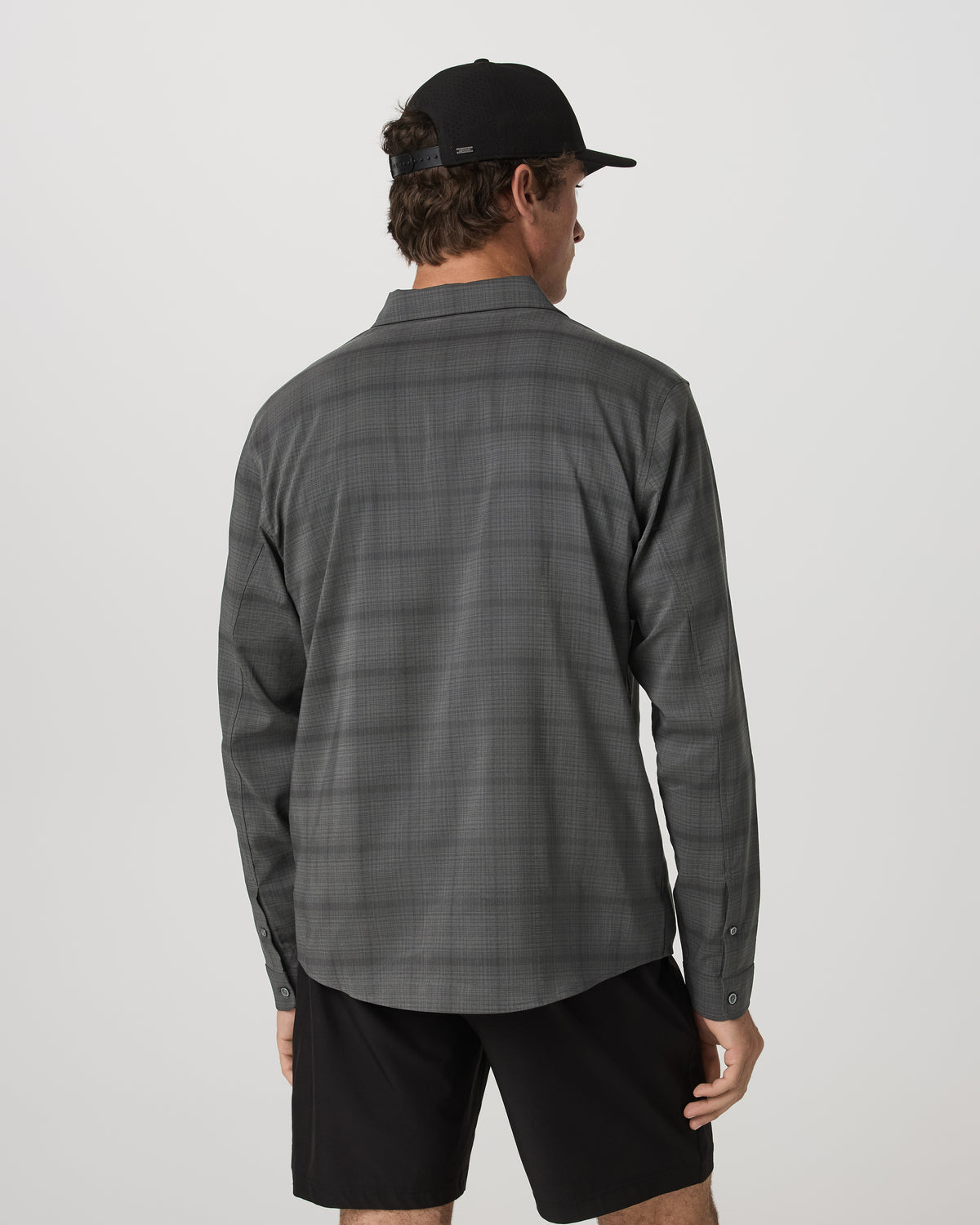 Men's Long Sleeve Plaid Button Down Shirt Dark Pewter - Vuori