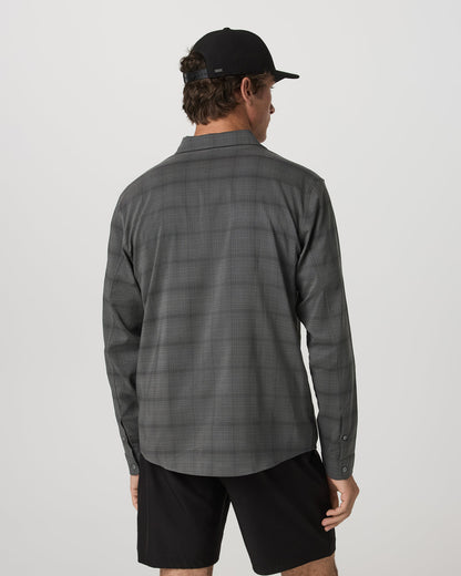 Men's Long Sleeve Plaid Button Down Shirt Dark Pewter - Vuori