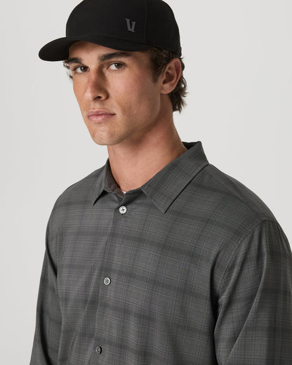 Men's Long Sleeve Plaid Button Down Shirt Dark Pewter - Vuori