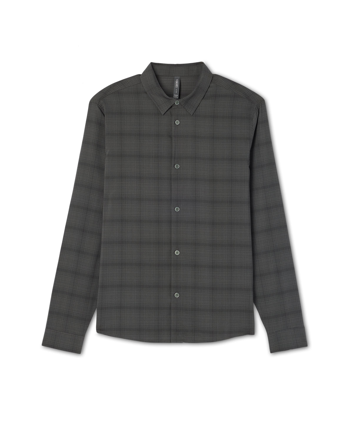 Men's Long Sleeve Plaid Button Down Shirt Dark Pewter - Vuori