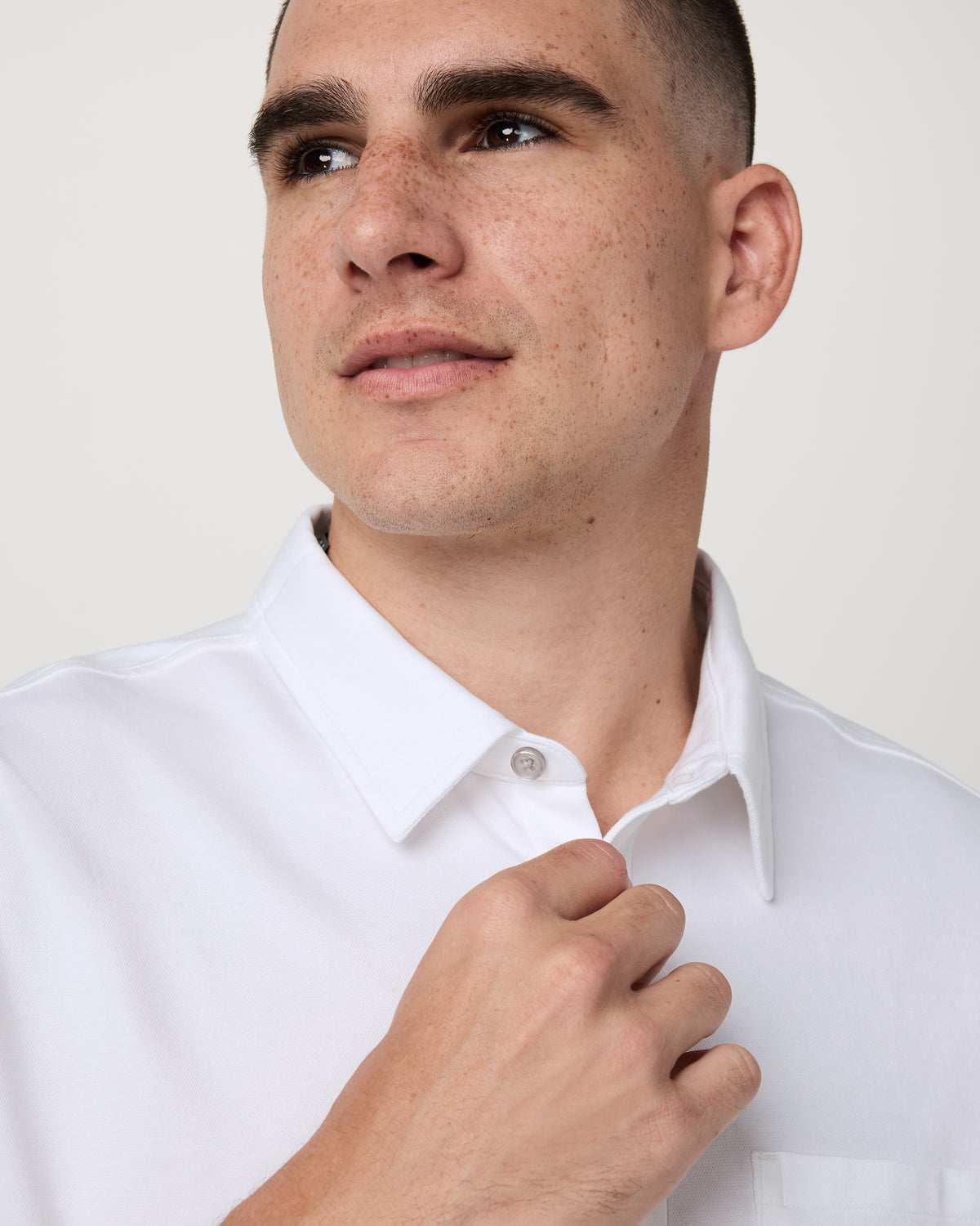 Short Sleeve Knit Oxford Button Down - Classic Fit White - Vuori