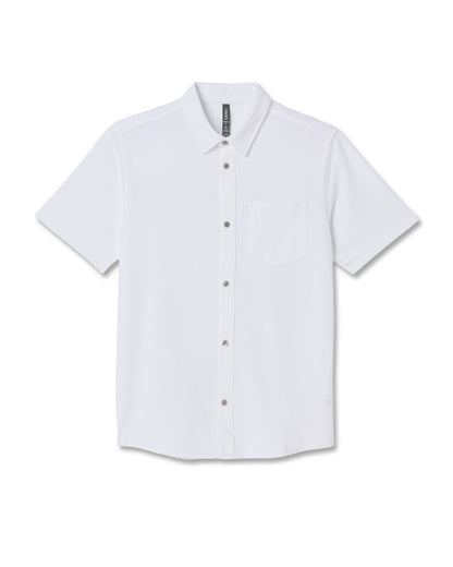 Short Sleeve Knit Oxford Button Down - Classic Fit White - Vuori