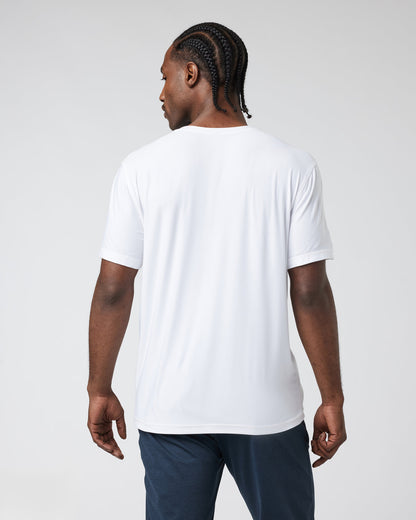 Strato Tech V-Neck Men's White Workout Shirt - Vuori