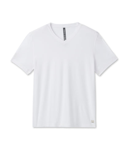 Strato Tech V-Neck Men's White Workout Shirt - Vuori