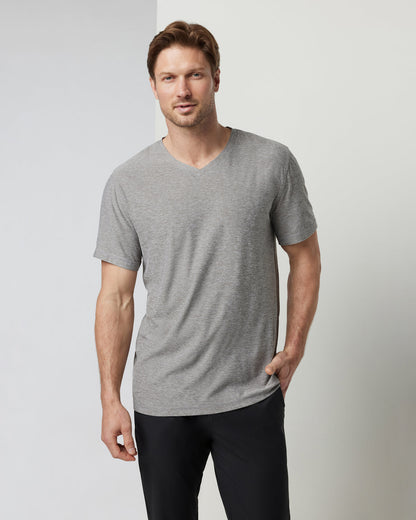 Strato Tech V-Neck Men's Heather Grey Shirt - Vuori