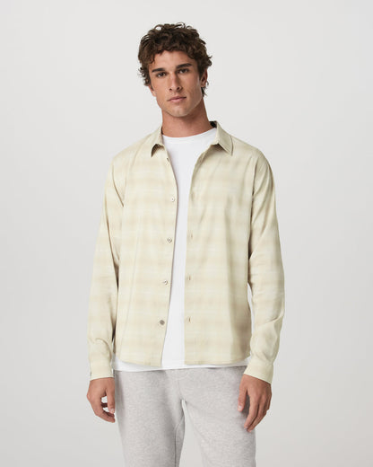 Men's Long Sleeve Plaid Button Down Shirt Sandalwood - Vuori