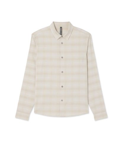 Men's Long Sleeve Plaid Button Down Shirt Sandalwood - Vuori