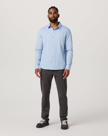 Men's Long Sleeve Knit Oxford Button Down Blue Dusk - Vuori