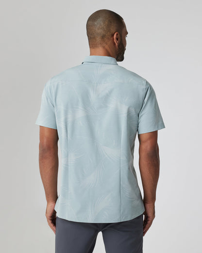 Short-Sleeve Bridge Button Down Chalk Blue Falling Fronds - Vuori