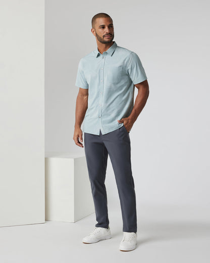 Short-Sleeve Bridge Button Down Chalk Blue Falling Fronds - Vuori