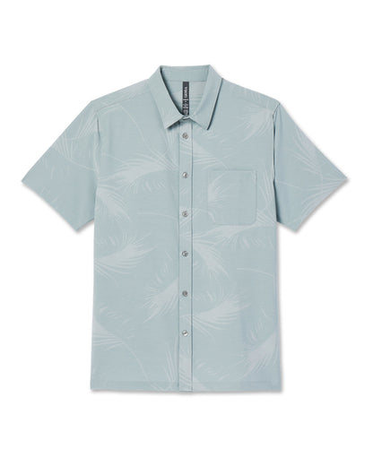Short-Sleeve Bridge Button Down Chalk Blue Falling Fronds - Vuori
