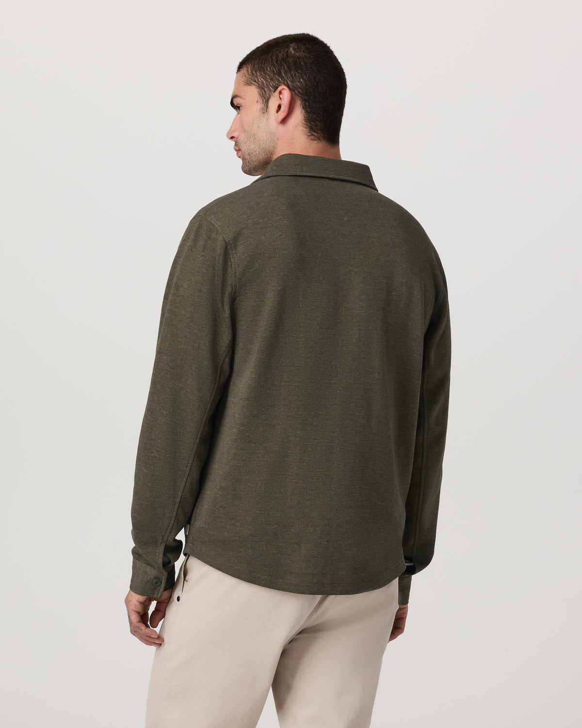 Jeffreys Overshirt Men's Olive Heather Button-Up Shirt - Vuori