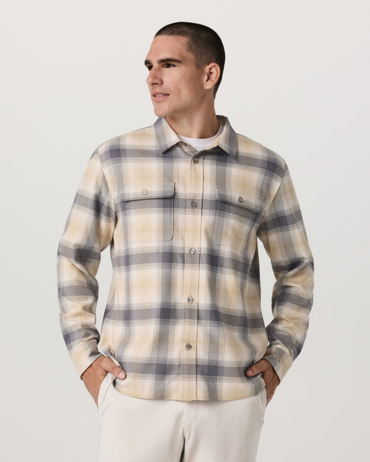 Long Sleeve Flannel Button Down Men's Cavern Grey Shirt - Vuori