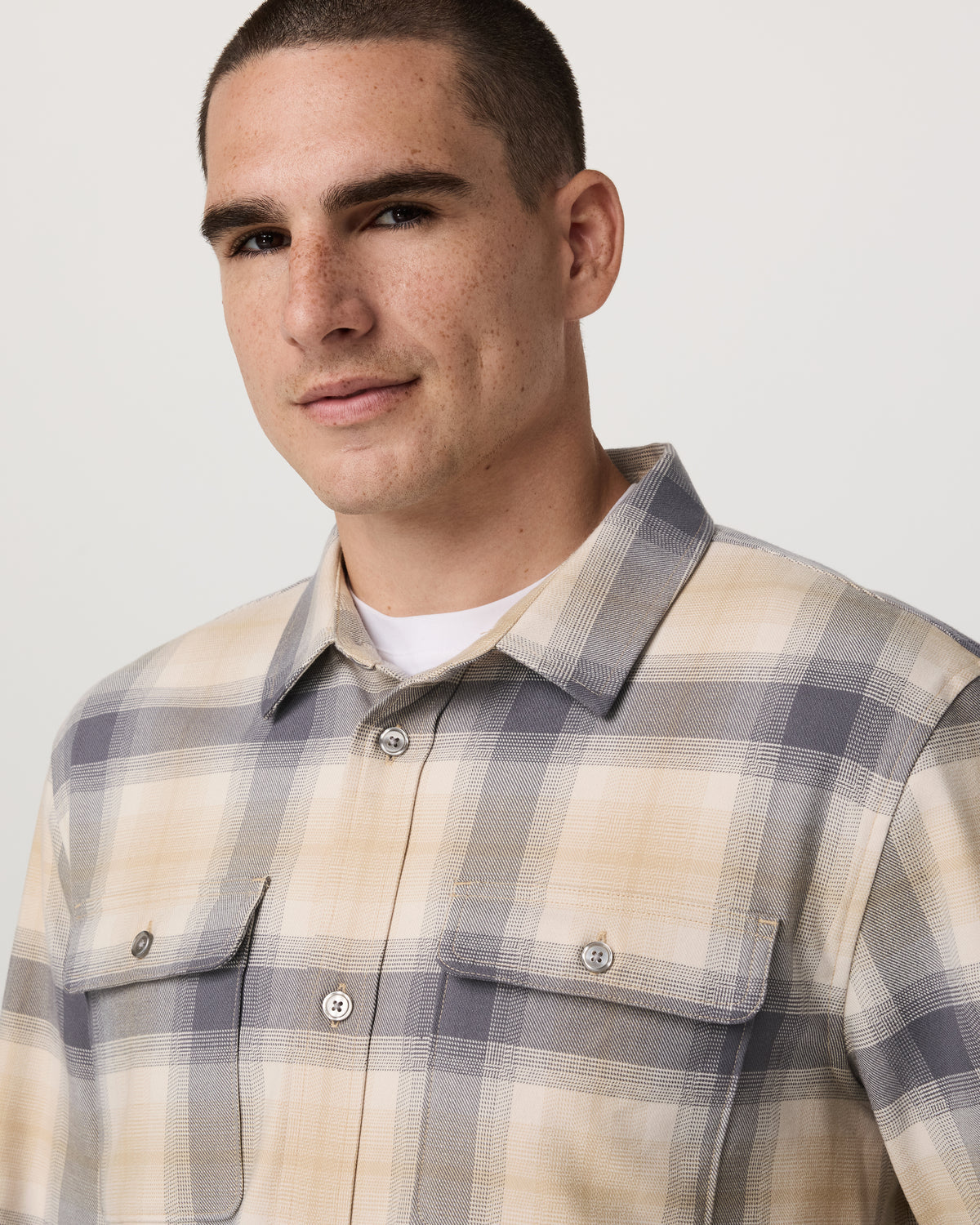 Long Sleeve Flannel Button Down Men's Cavern Grey Shirt - Vuori