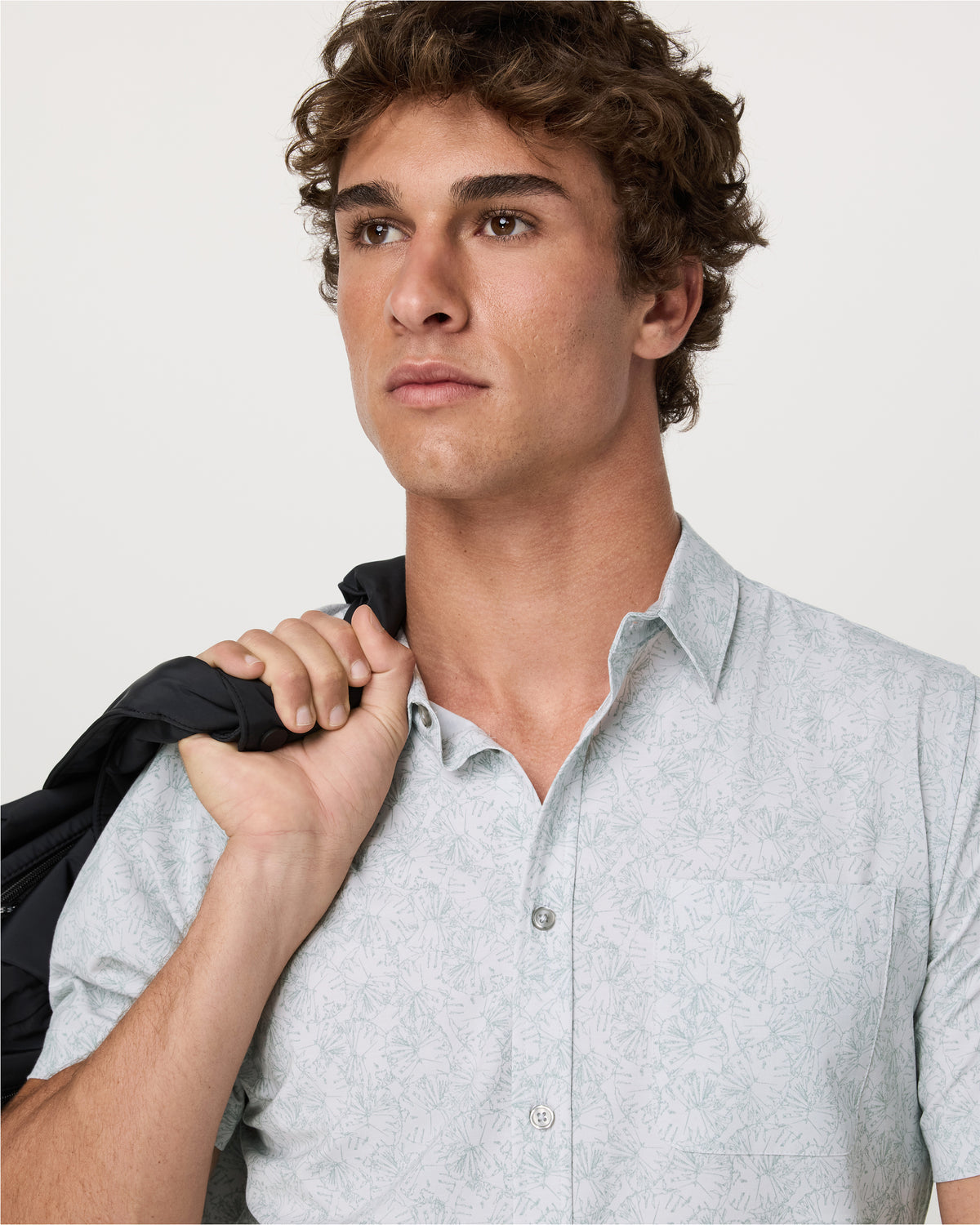 Short Sleeve Bridge Button Down Men's Frost Grey Shirt - Vuori