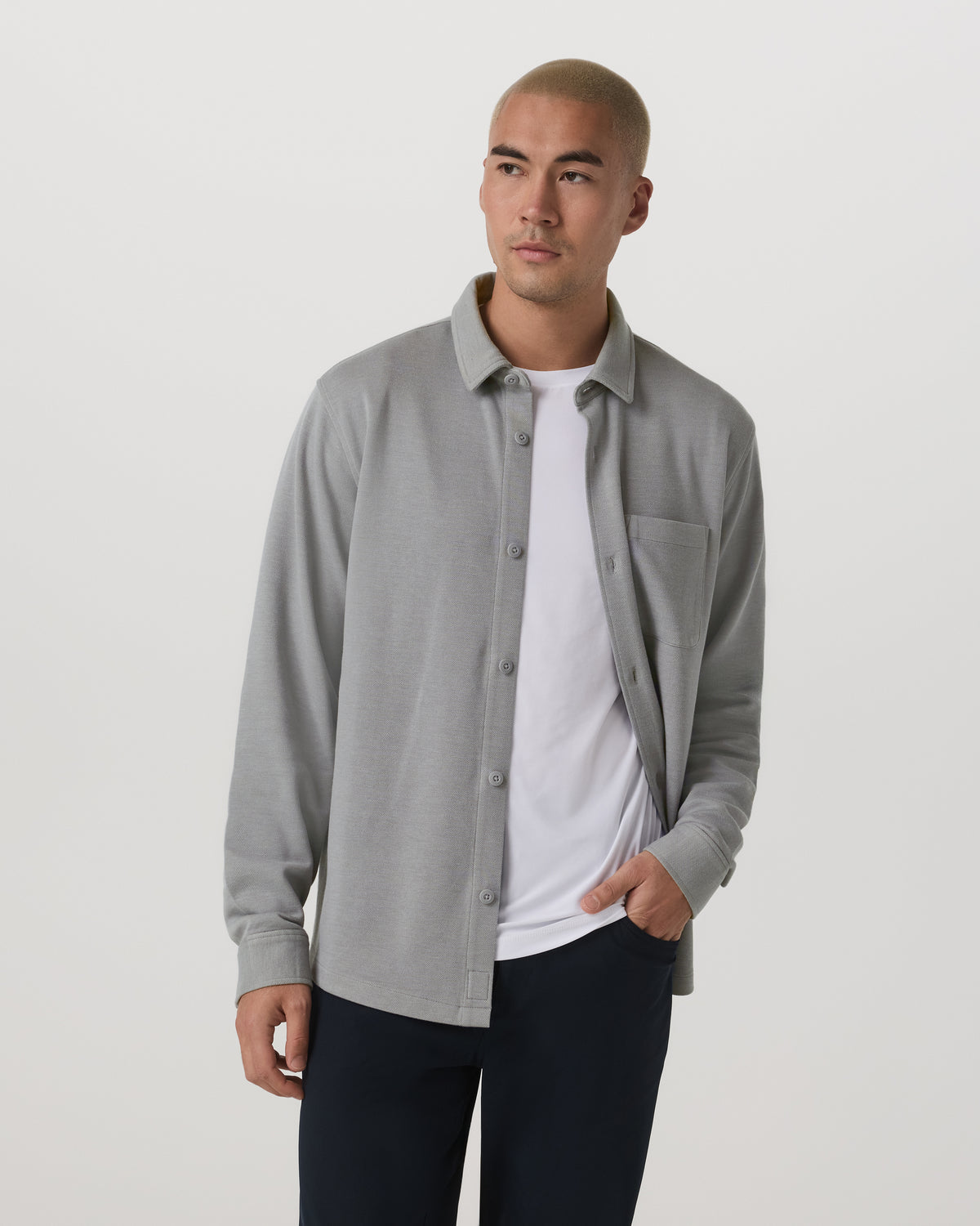 Jeffreys Overshirt Men's Grey Button-Up Shirt - Vuori