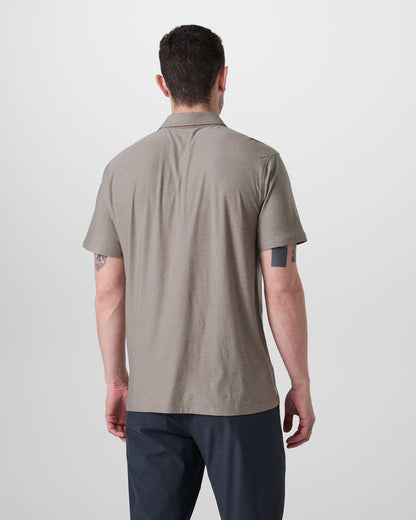 Short Sleeve Strato Button Down Mocha Heather - Vuori