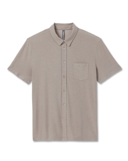 Short Sleeve Strato Button Down Mocha Heather - Vuori