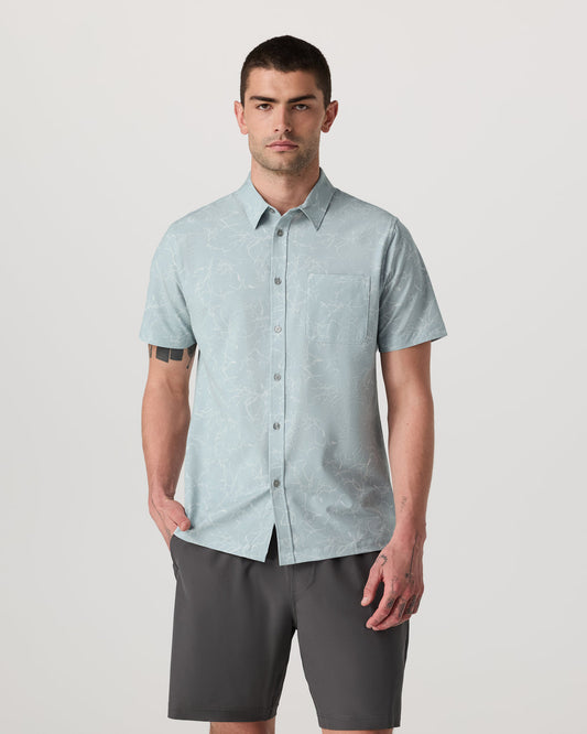Short Sleeve Bridge Button Down Men's Chalk Blue Shirt - Vuori