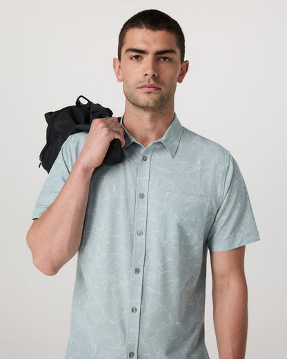 Short Sleeve Bridge Button Down Men's Chalk Blue Shirt - Vuori