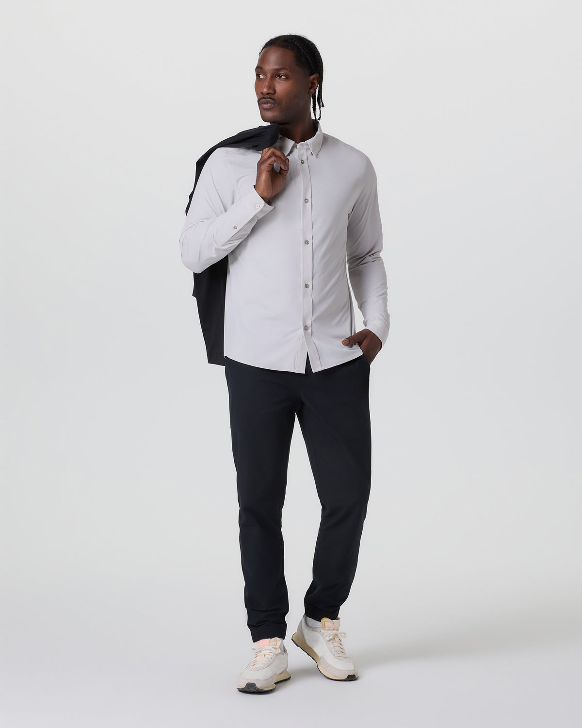 Long Sleeve TravelLite Button Down Frost Grey - Vuori