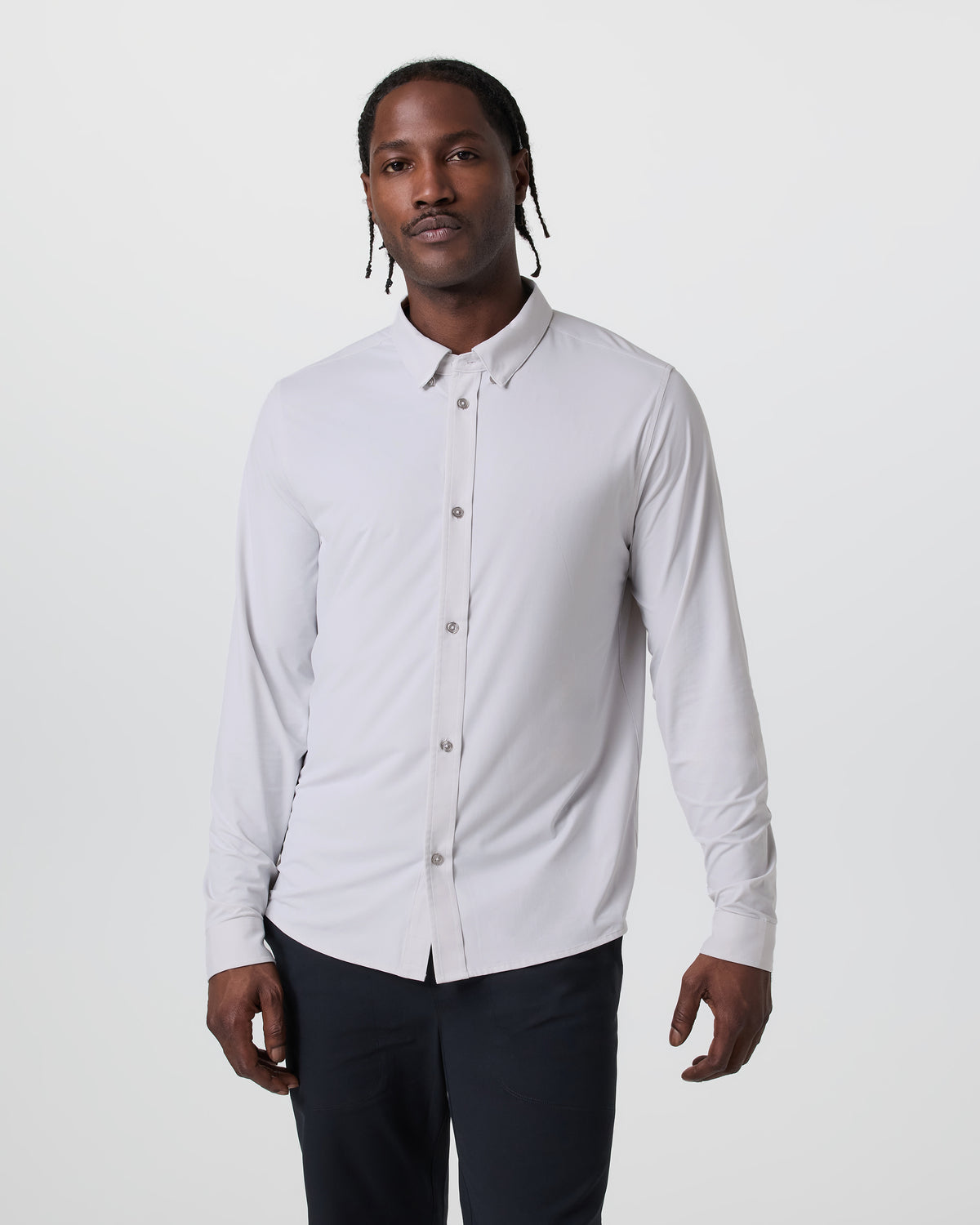 Long Sleeve TravelLite Button Down Frost Grey - Vuori