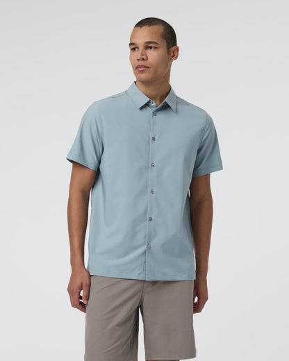 Short Sleeve Manhattan Button Down Men's Mist Shirt - Vuori