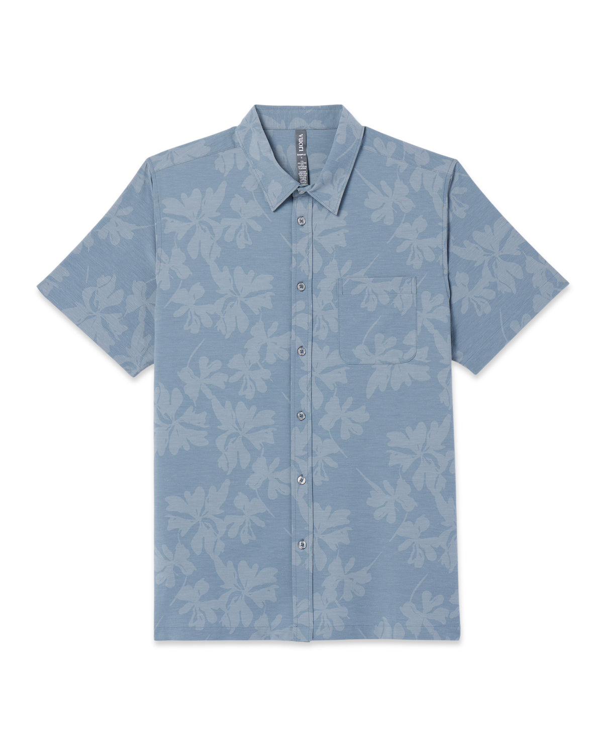 Short Sleeve Bridge Button Down Dusty Blue Plumeria - Vuori