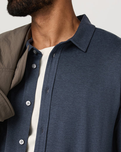 Men's Long Sleeve Ponto Button Down Azure Heather - Vuori