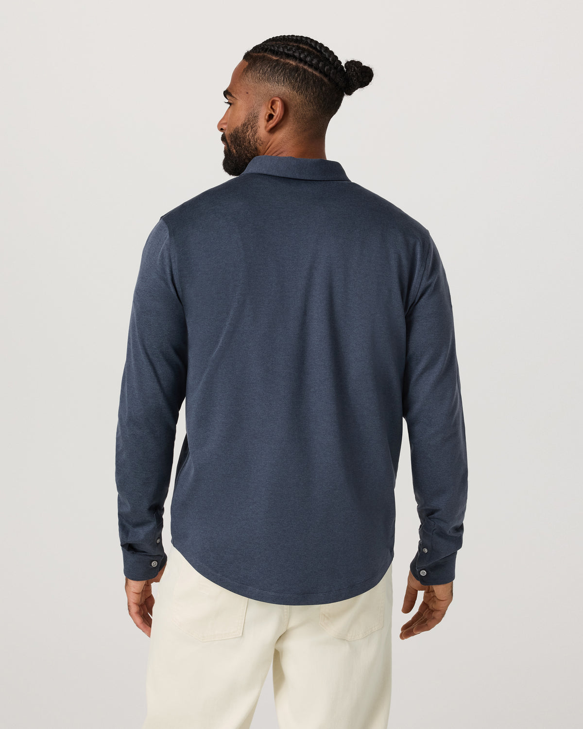 Men's Long Sleeve Ponto Button Down Azure Heather - Vuori