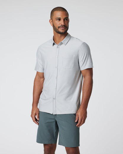 Short Sleeve Strato Button Down Men's Platinum Shirt - Vuori
