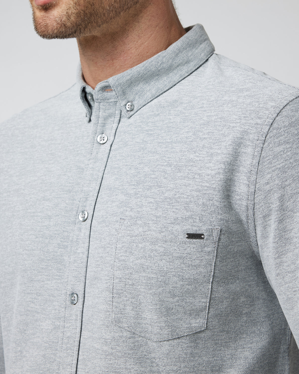 Long Sleeve Ace Button-Down Grey Button Down Shirt - Vuori