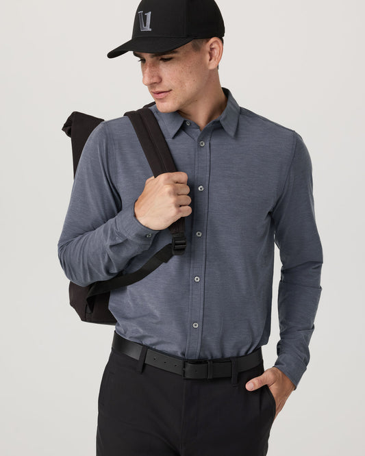 Long Sleeve Bridge Button Down Men's Moonlight Shirt - Vuori