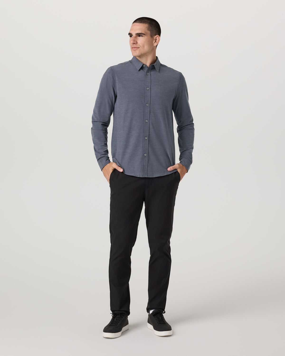 Long Sleeve Bridge Button Down Men's Moonlight Shirt - Vuori