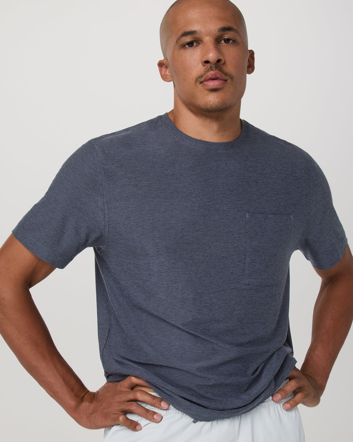 Short Sleeve Strato Pocket Tee-Relaxed Fit Dark Azure Heather - Vuori
