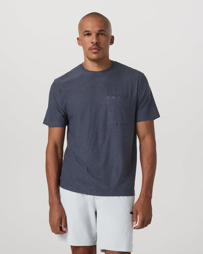 Short Sleeve Strato Pocket Tee-Relaxed Fit Dark Azure Heather - Vuori