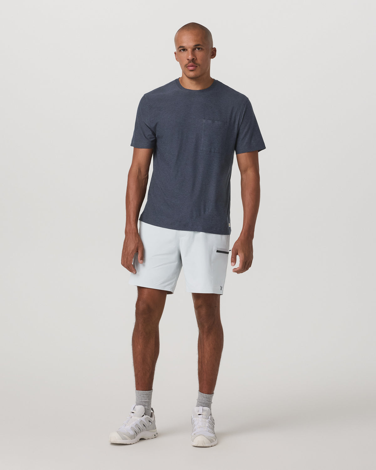 Short Sleeve Strato Pocket Tee-Relaxed Fit Dark Azure Heather - Vuori